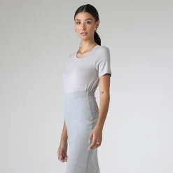 Saias E Shorts>Basico.com Saia Midi Malha Estruturada - Mescla Claro
