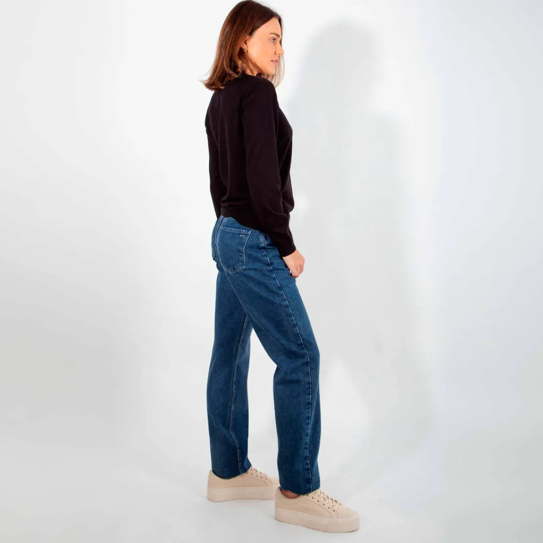 Blusas E Casacos | Tricot>Basico.com Suéter Tricot Gola C - Preto