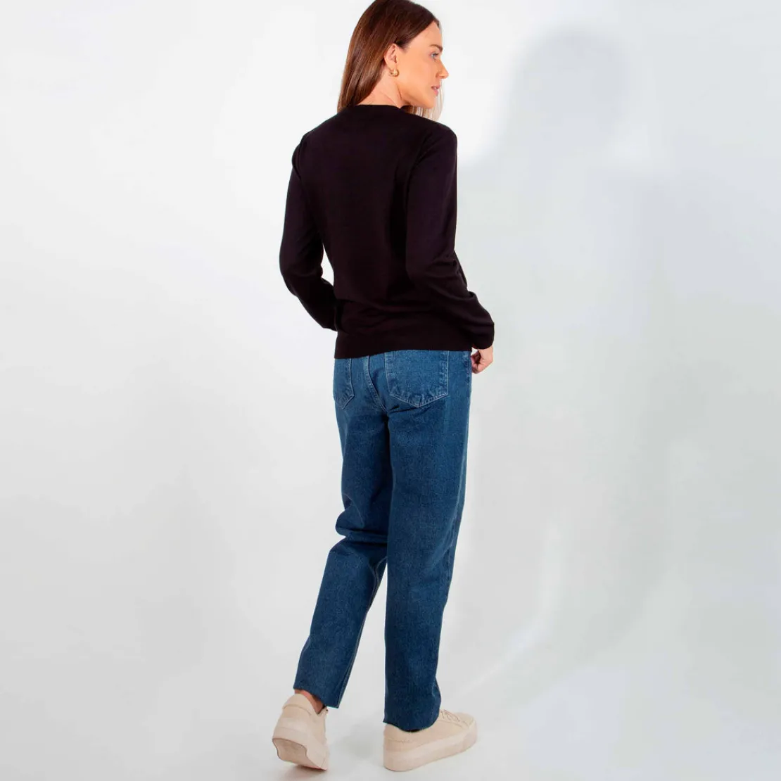 Blusas E Casacos | Tricot>Basico.com Suéter Tricot Gola C - Preto