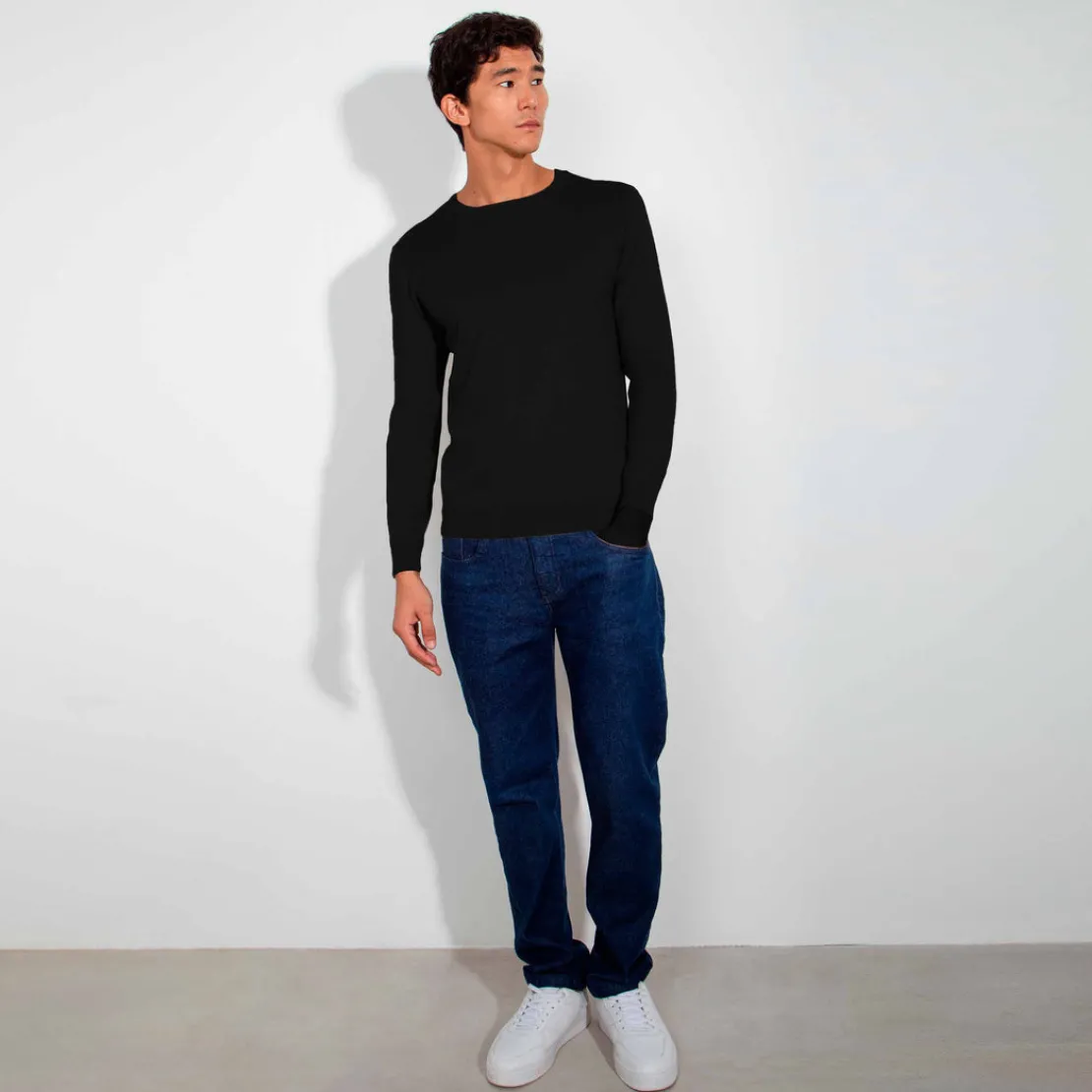 Blusas E Casacos | Tricot>Basico.com Suéter Tricot Gola C - Preto