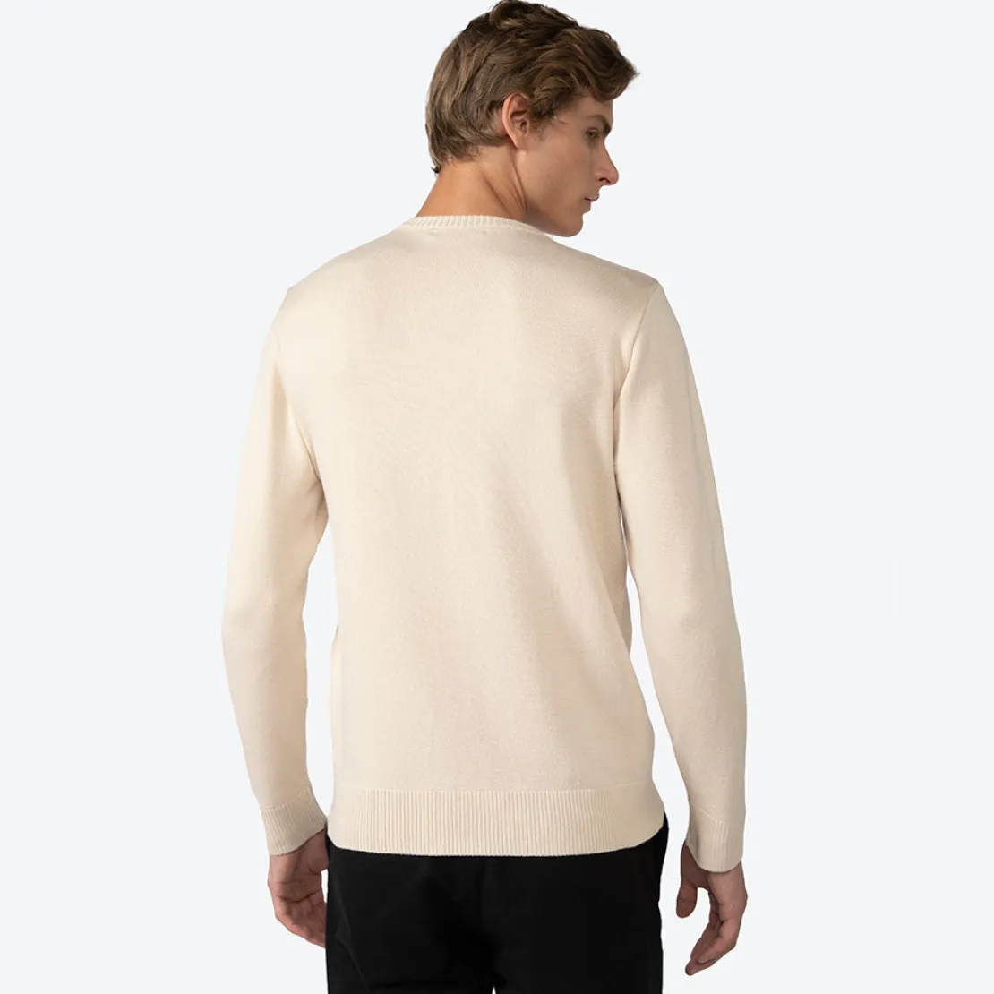 Tricot | Masculino>Basico.com Suéter Tricot Viscose Masculino - Bege