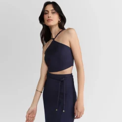 Tops | Viscose>Basico.com Top Cropped Detalhe Nó - Azul Marinho