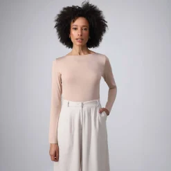 Blusas E Casacos | Feminino>Basico.com Undershirt Micromodal Manga Longa Feminina - Bege Camel