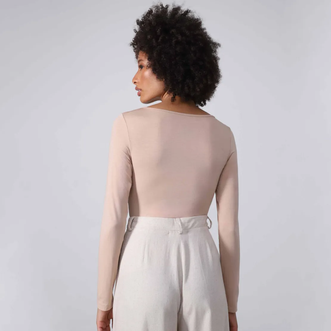 Blusas E Casacos | Feminino>Basico.com Undershirt Micromodal Manga Longa Feminina - Bege Camel