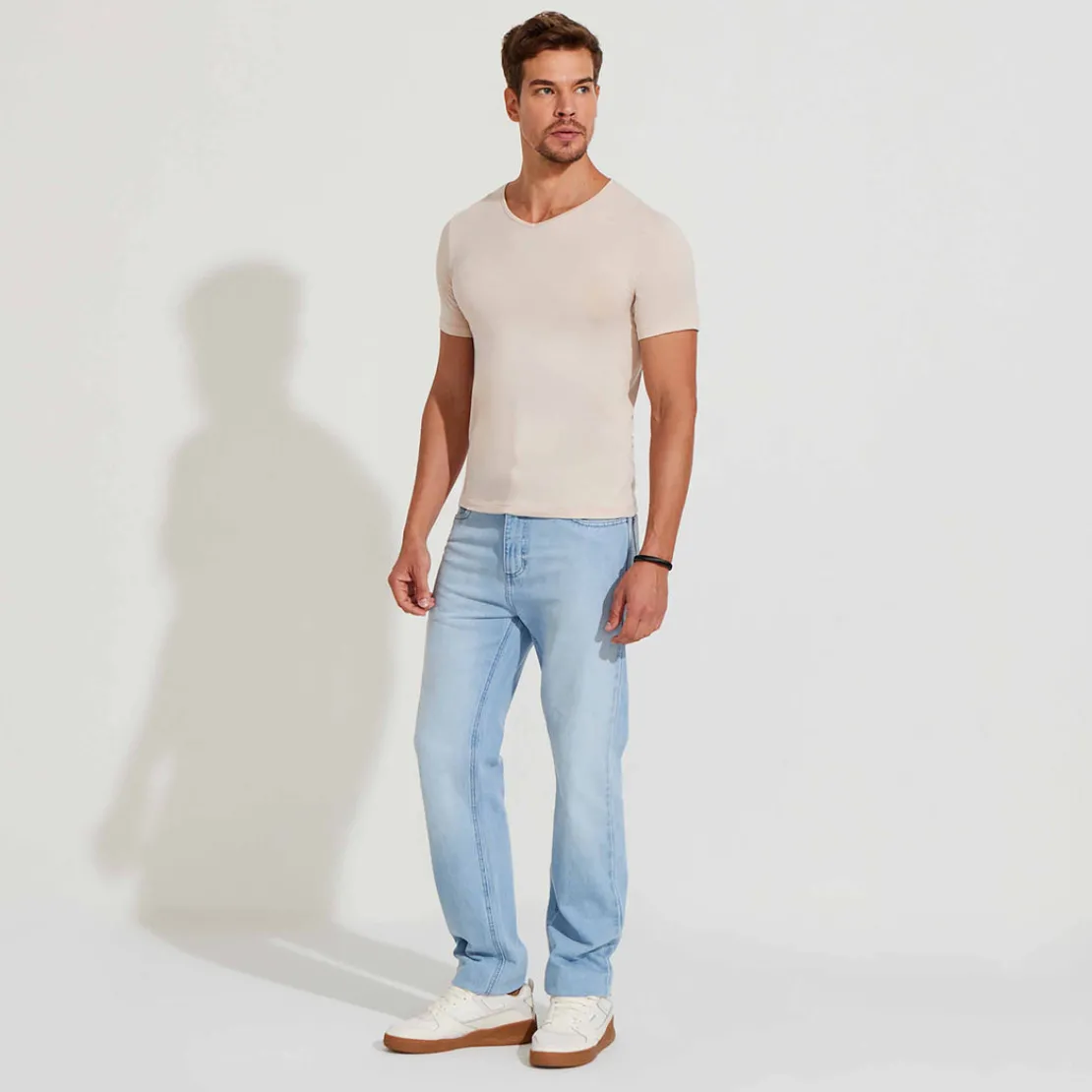 Camisetas>Basico.com Undershirt Micromodal Masculina - Bege Latté