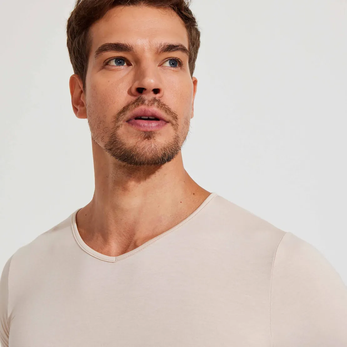 Camisetas>Basico.com Undershirt Micromodal Masculina - Bege Latté