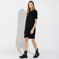 Vestidos | Vestidos>Basico.com Vestido Dense Viscose T-Shirt - Preto