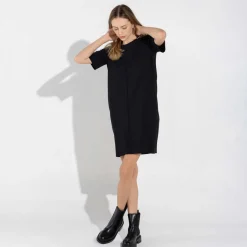 Vestidos | Vestidos>Basico.com Vestido Dense Viscose T-Shirt - Preto