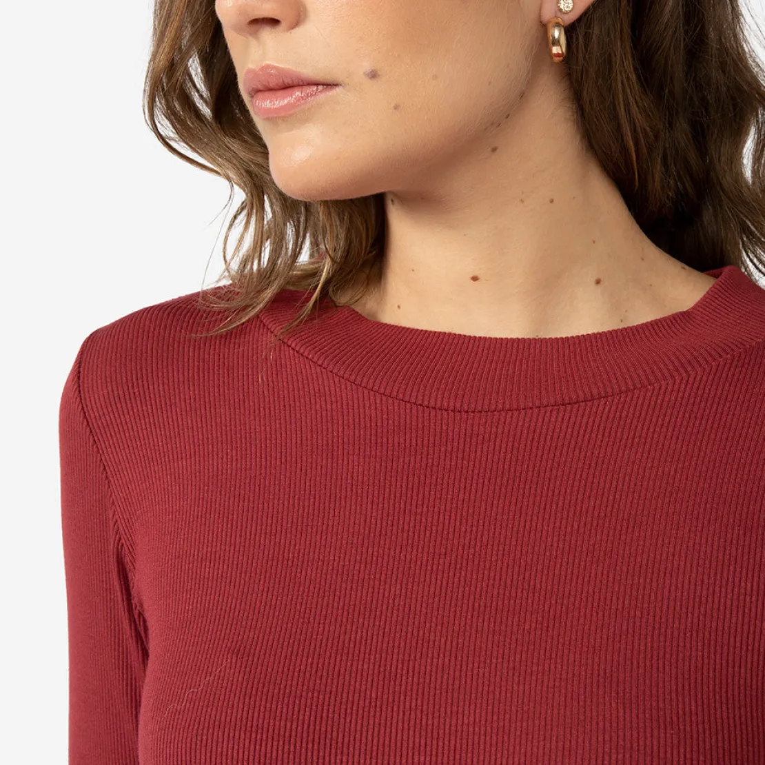 Vestidos>Basico.com Vestido Longo Canelado Viscose - Marsala