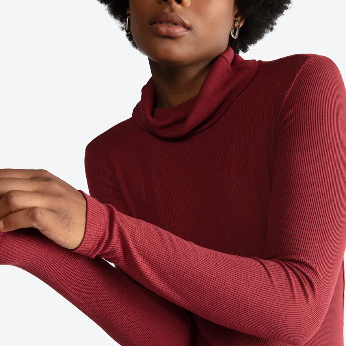 Vestidos>Basico.com Vestido Midi Canelado Viscose Gola Rolê - Marsala