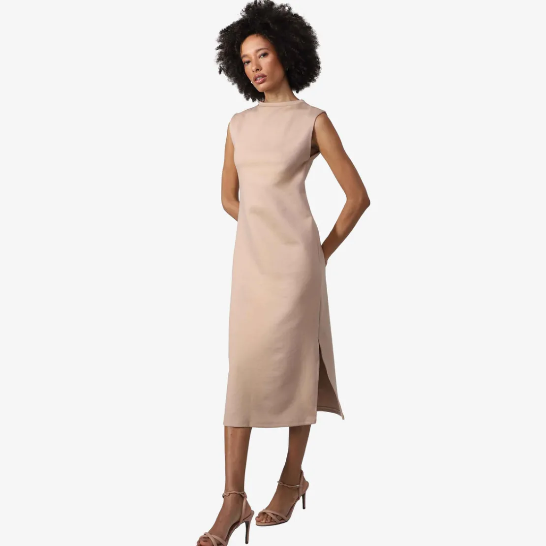 Vestidos>Basico.com Vestido Midi Dense Modal - Bege Camel