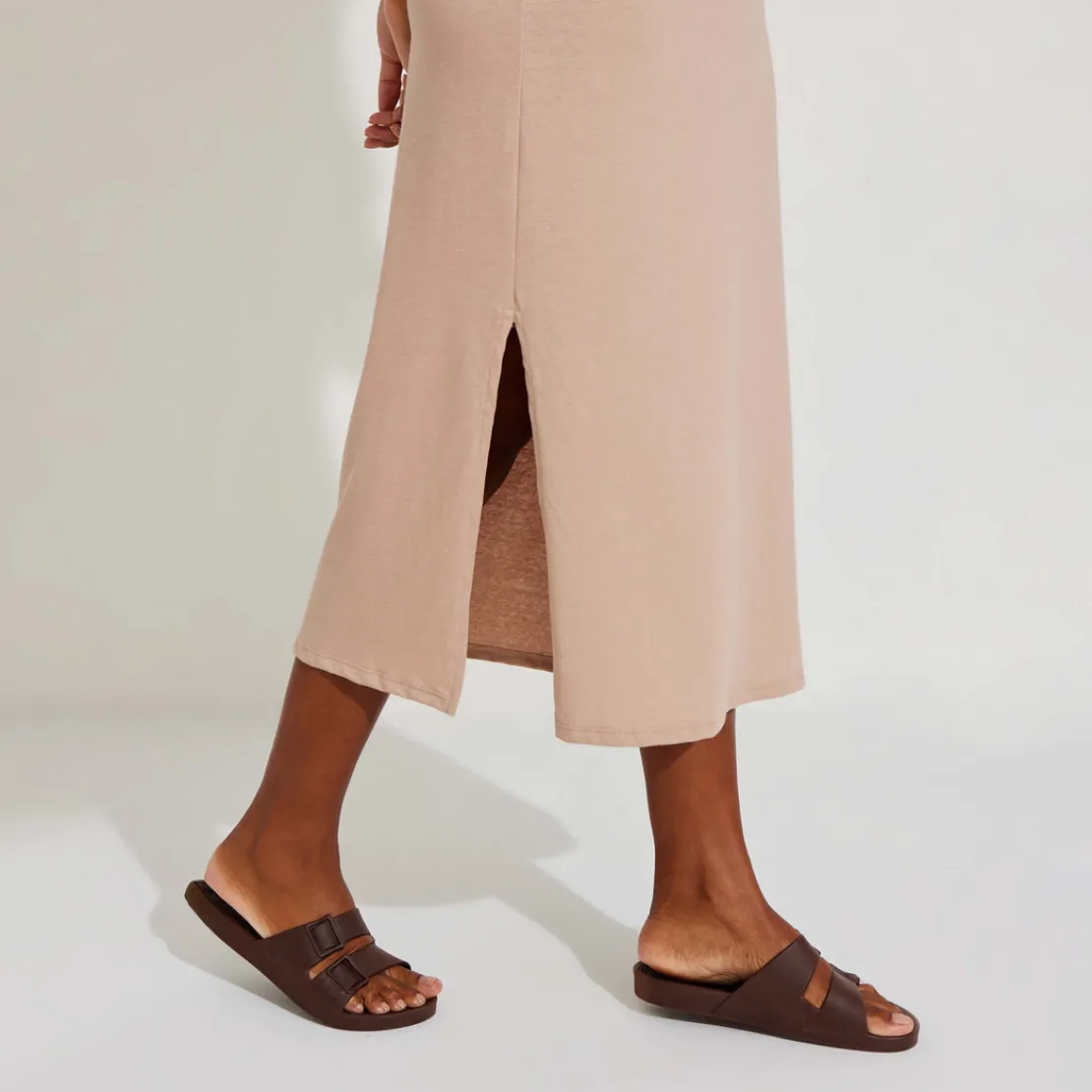 Vestidos | Tricot>Basico.com Vestido Midi Malha Tricot - Bege Camel
