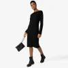Vestidos | Tricot>Basico.com Vestido Tricot Midi Manga Longa - Preto