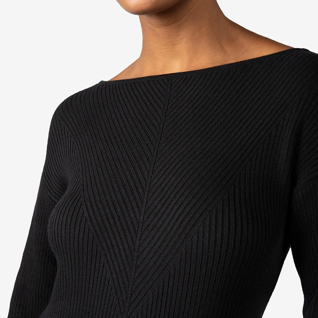 Vestidos | Tricot>Basico.com Vestido Tricot Midi Manga Longa - Preto
